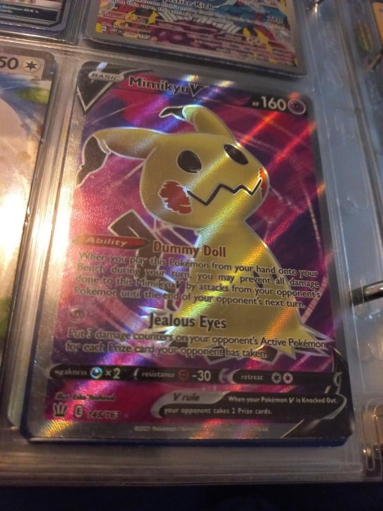 Mimikyu V fullart, Hobby en Vrije tijd, Verzamelkaartspellen | Pokémon, Ophalen of Verzenden, Zo goed als nieuw, Losse kaart, Foil
