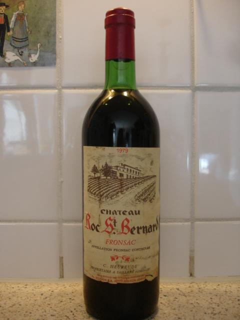 Château Roc St. Bernard 1979, Appellation Fronsac Controlée, Verzamelen, Frankrijk, Ophalen of Verzenden, Zo goed als nieuw, Rode wijn