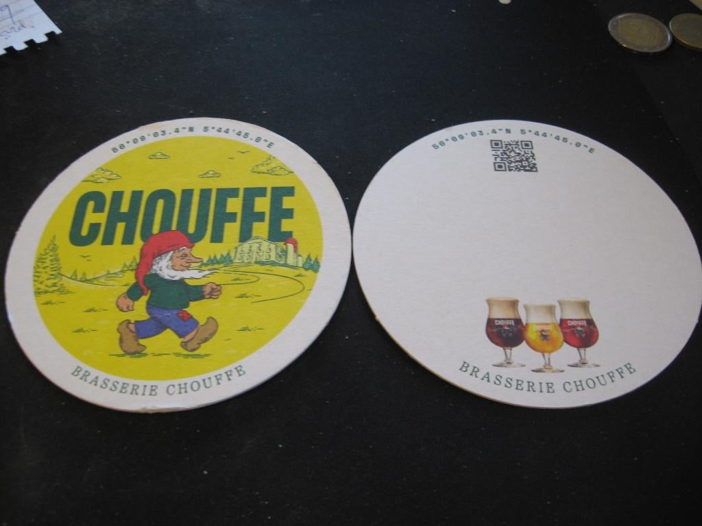 2 Chouffe bierviltjes (dubbelzijdig), Verzamelen, Biermerken, Ophalen of Verzenden, Nieuw, Viltje(s), Overige merken