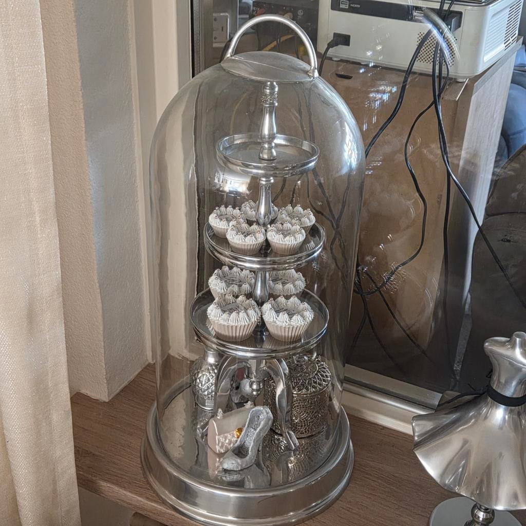 Riviera Maison Stanford Cloche Stolp - Luxe Eyecatcher, Ophalen of Verzenden, Glas, Zilver, Klassiek