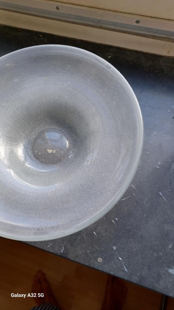 A.D. Copier Tin-Craqueel Wit-Grijs Glas Leerdam 1930, Antiek en Kunst, Antiek | Glas en Kristal, Ophalen of Verzenden