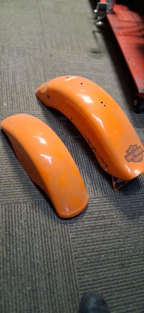 Oranje spatborden Harley Davidson, Motoren, Onderdelen | Overige, Gebruikt, Ophalen