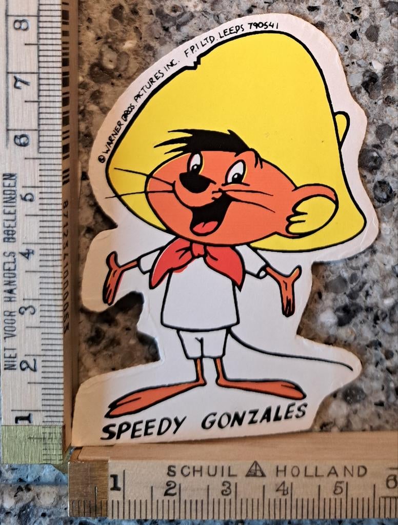 Vintage sticker Speedy Gonzales tekenfilm stripfiguur, Verzamelen, Ophalen of Verzenden, Zo goed als nieuw, Overige typen