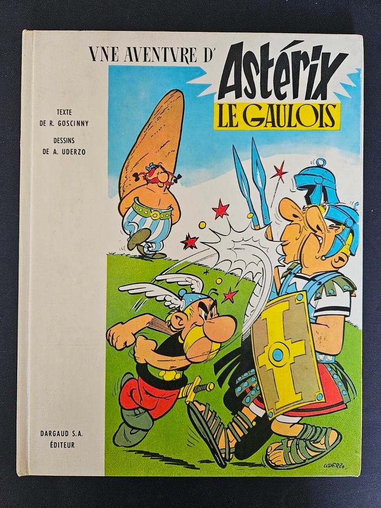 Asterix le Gaulois RE 1966 Type 1 met menhir Frans, Boeken, Gelezen, R. Goscinny, A. Uderzo, Eén stripboek, Ophalen of Verzenden