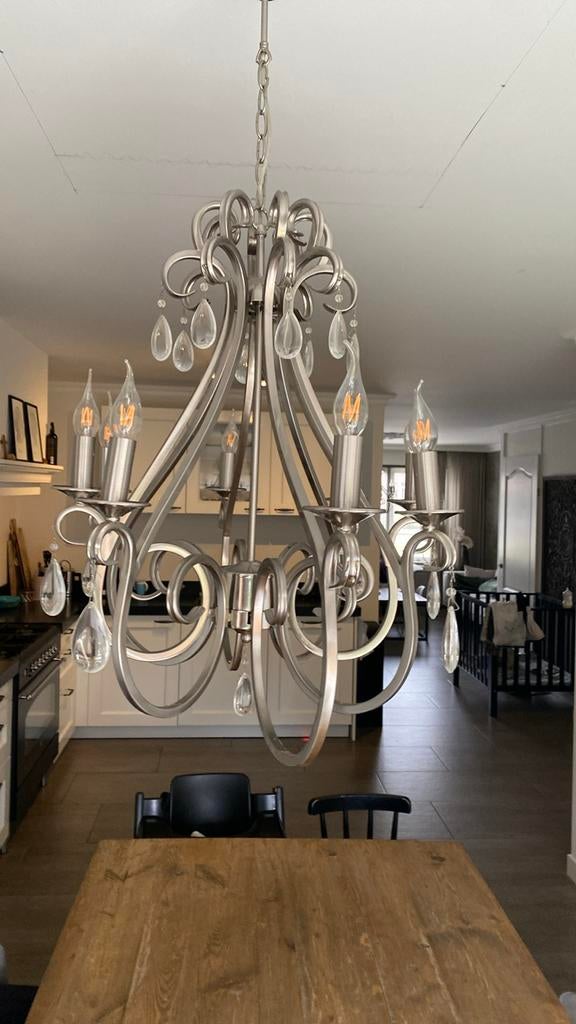 Ovale kroonluchter - Ideaal voor eettafel of hal, Huis en Inrichting, Lampen | Kroonluchters, Gebruikt, Metaal, Ophalen