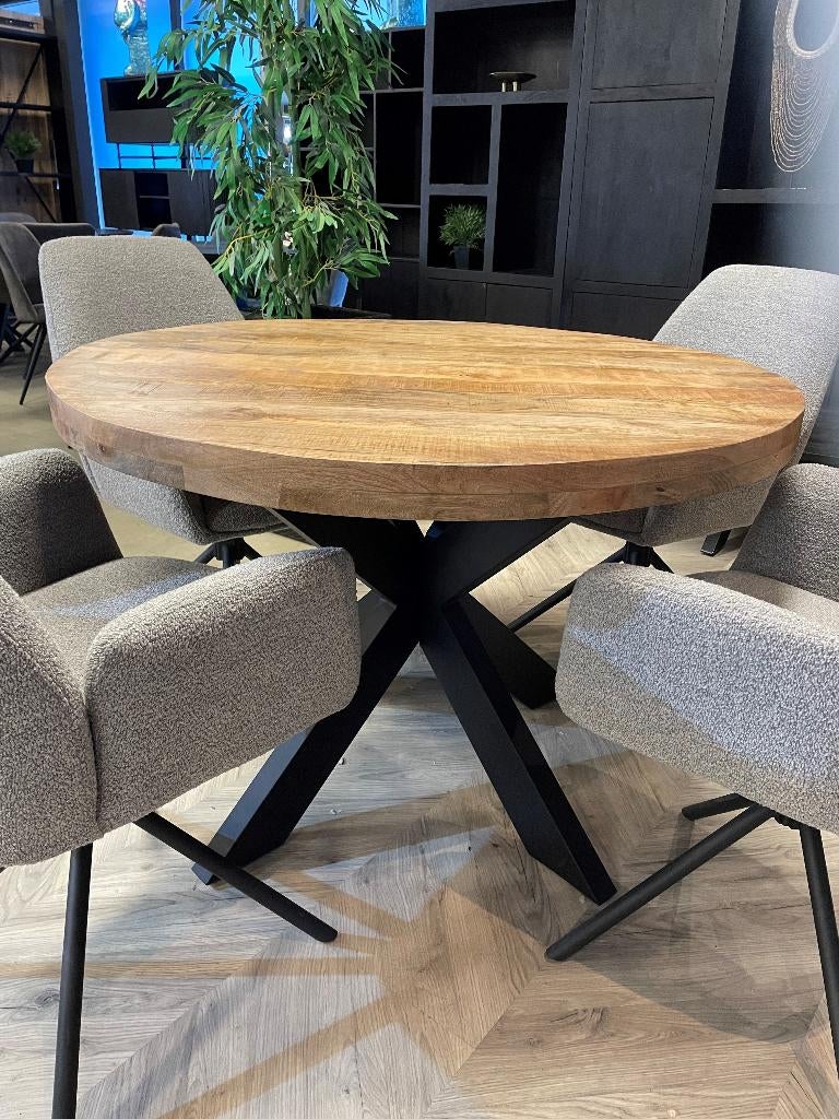 LEEGVERKOOP MANGO ROND SPINPOOT VOORRAAD CHEFMEUBEL! 199, Ophalen, Bruin, Nieuw, Modern