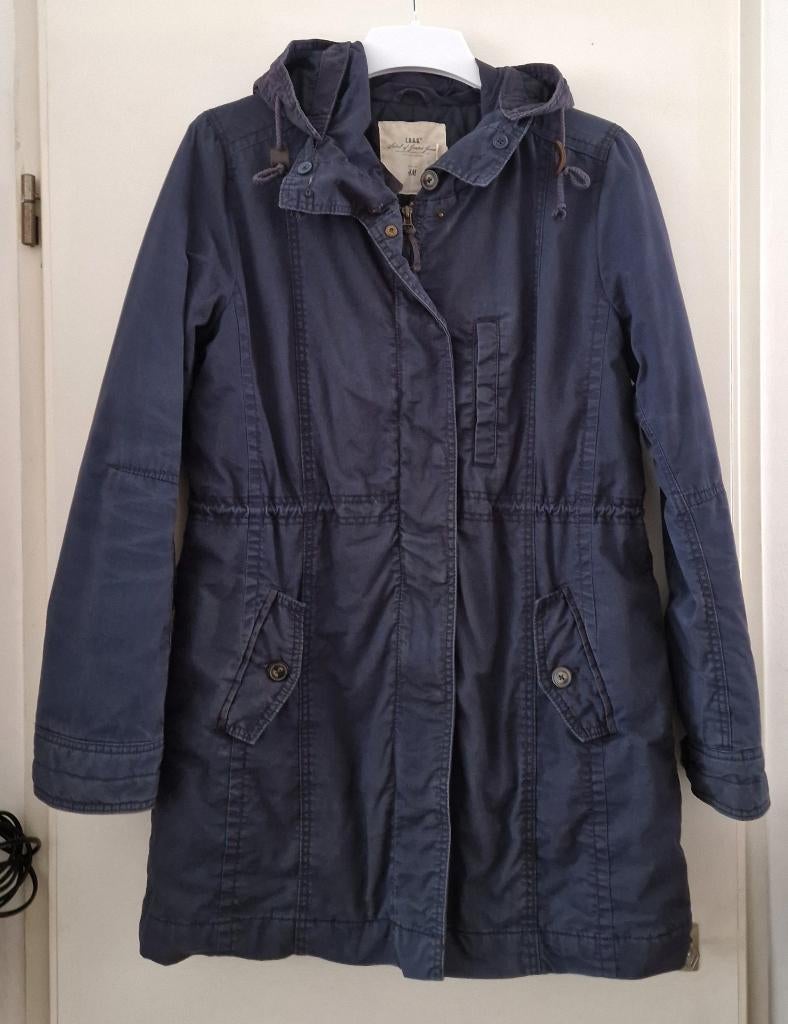 Donkerblauwe H&M dames winterjas/parka maat 46, H&M, Blauw, Maat 46/48 (XL) of groter, Ophalen of Verzenden
