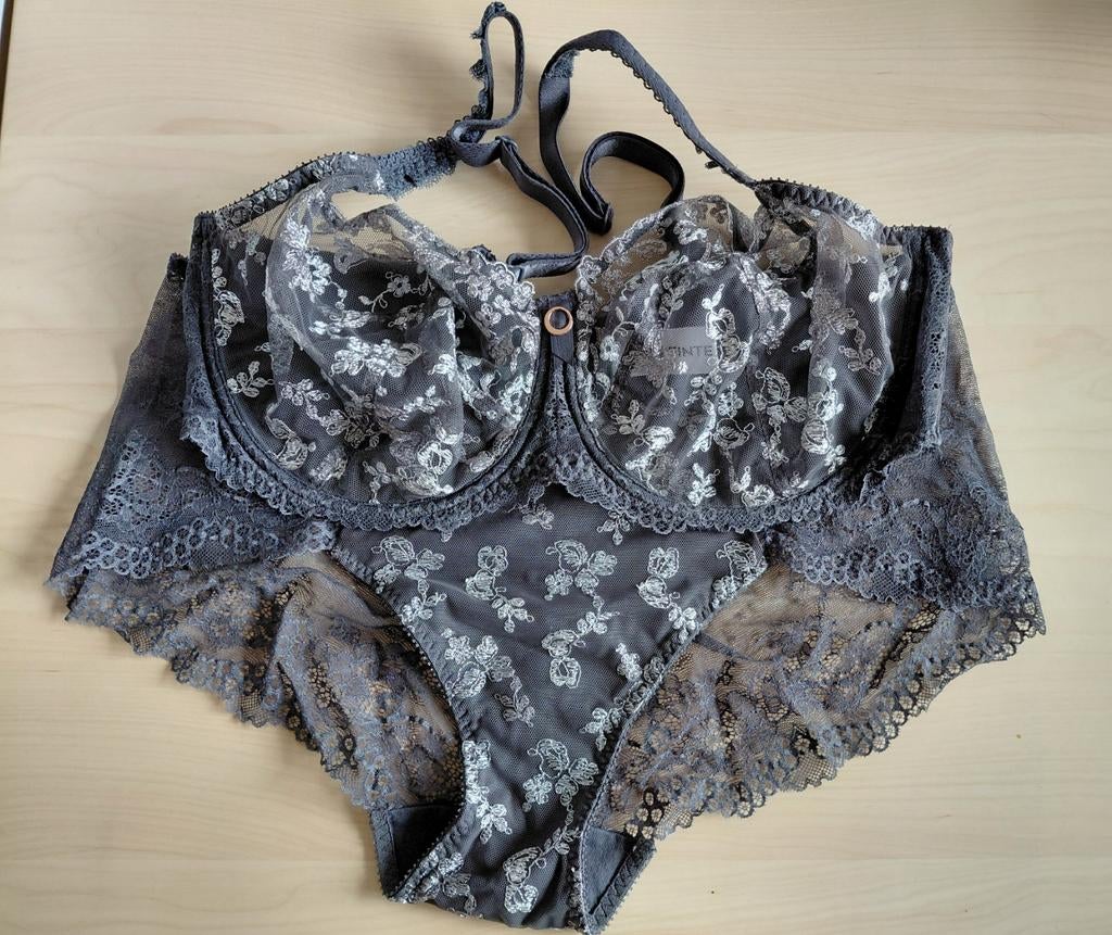 BH + slip donkergrijs, merk Empreinte, Kleding | Dames, Ophalen of Verzenden, Grijs, BH