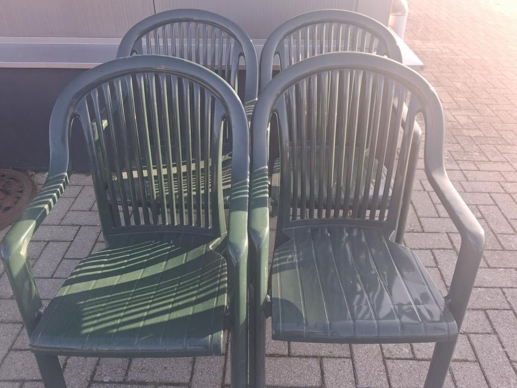 4 Grosfillex tuinstoelen met hoge rugleuning, Tuin en Terras, Ophalen of Verzenden