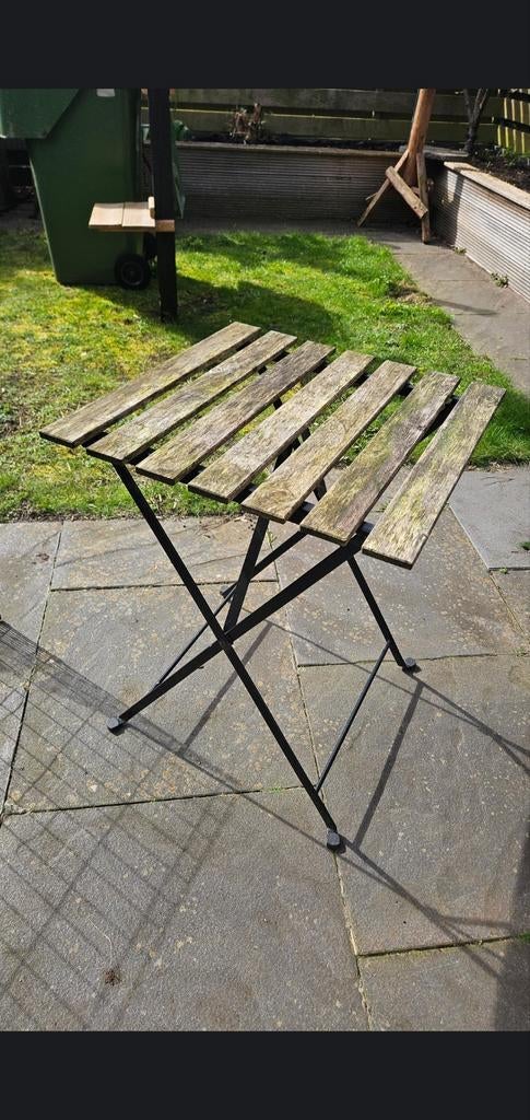 Tuintafeltje, Ophalen of Verzenden, Gebruikt, Hout, 2 zitplaatsen