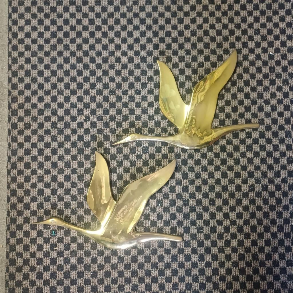 Vintage Messing Eenden Wanddecoratie (2 stuks), Huis en Inrichting, Ophalen, Vintage, Gebruikt, Goud