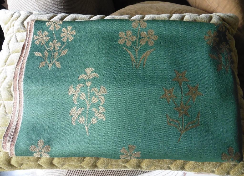 Stof groen goudkleur retro echt vintage jaren 70, Hobby en Vrije tijd, Stoffen en Lappen, 120 cm of meer, Nieuw, Ophalen of Verzenden