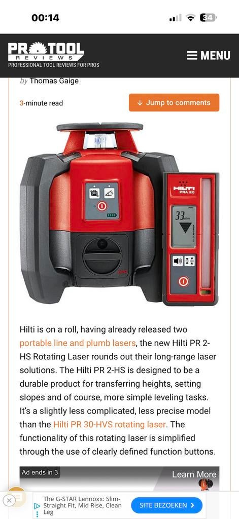 Hilti laser pr 2 hs zo goed als nieuw, Ophalen, Zo goed als nieuw