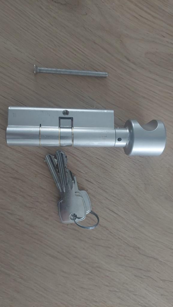 Cilinderslot met knop, maat 40/40 en 3 sleutels, Ophalen of Verzenden, Nieuw, Rvs, Slot