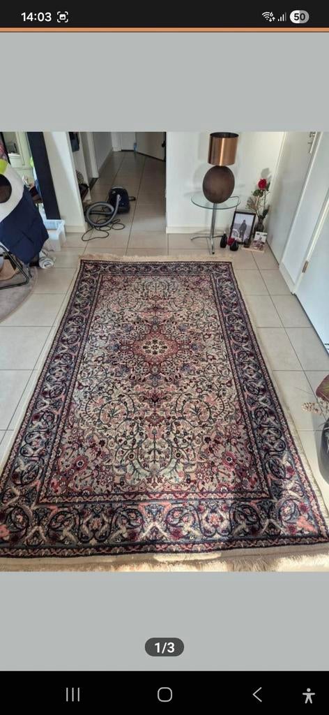 Klassiek Perzisch tapijt met bloemmotief 157x 255 cm, Ophalen, Gebruikt, 100 tot 150 cm, Groen