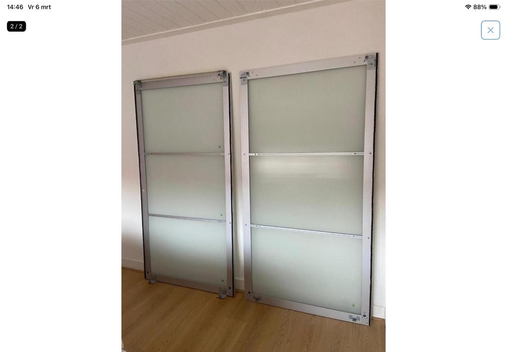 Twee complete sets (4 deuren) Ikea Pax schuifdeuren, Ophalen, Gebruikt, 200 cm of meer, Glas