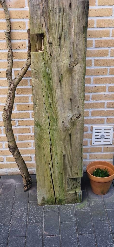 Prachtige oude massieve balk (of meerpaal) (brocante), Ophalen, Gebruikt, Minder dan 180 cm, Balken