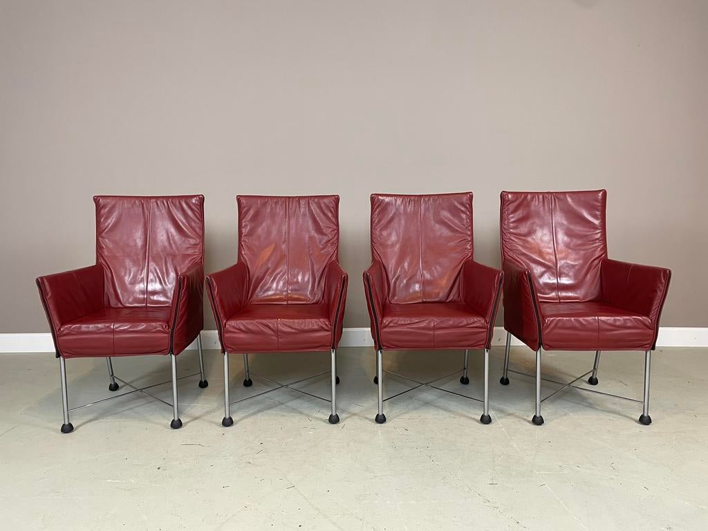 4 Montis Chaplin stoelen Gerard van den Berg I.G.S., Huis en Inrichting, Stoelen, Ophalen, Gebruikt, Vier, Leer