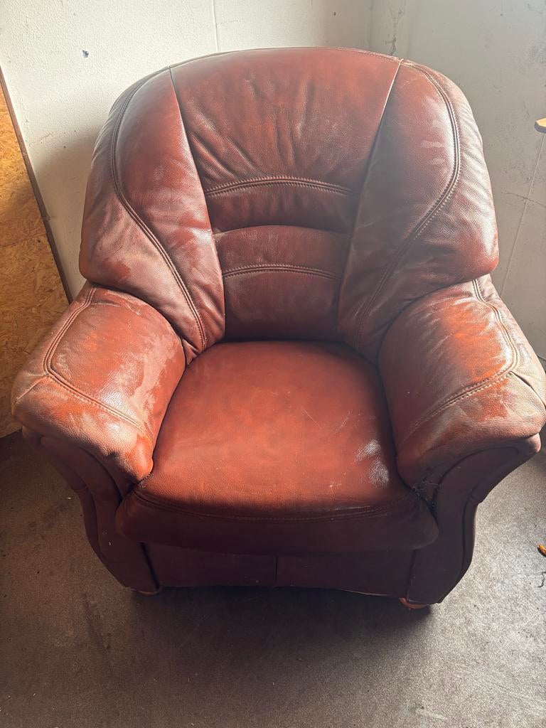 2 x Leren Fauteuil gratis, Ophalen of Verzenden, Gebruikt, Leer