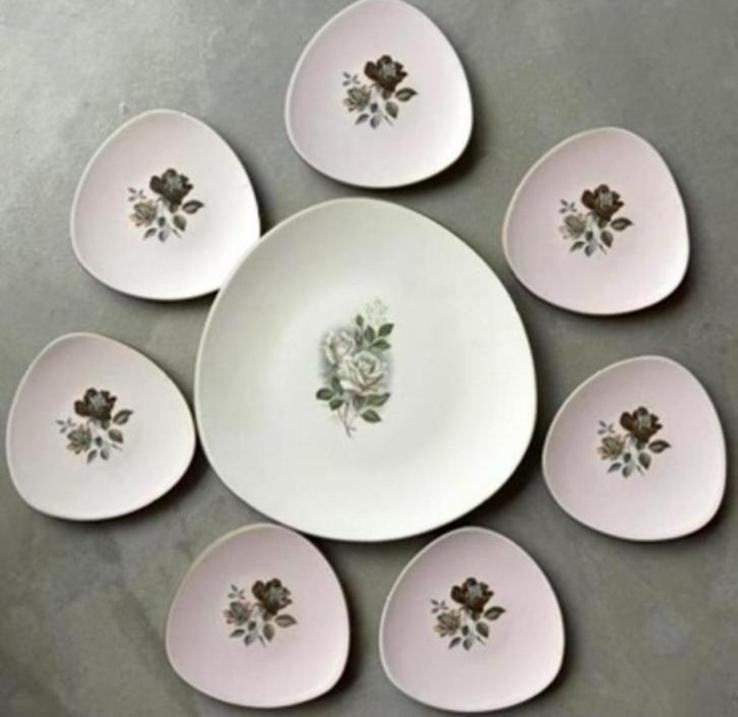 Flora Gouda Holland gebakset vintage rozen zachtroze, Ophalen of Verzenden