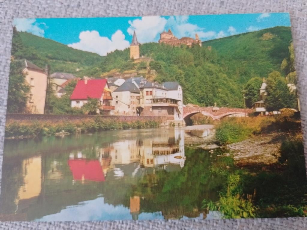 Vianden, België, kasteel en brug van L'Our, Ophalen of Verzenden, 1960 tot 1980, Ongelopen, België en Luxemburg