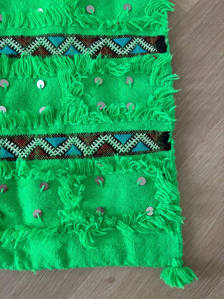 Marokkaans Berbers Kelim kussenhoes Marrakech, Huis en Inrichting, Woonaccessoires | Kussens, Ophalen of Verzenden, Gebruikt, Groen