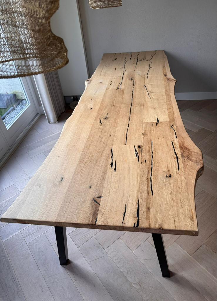 Eiken eetkamertafel 280x85/97 cm, Ophalen, 200 cm of meer, 50 tot 100 cm, Zo goed als nieuw