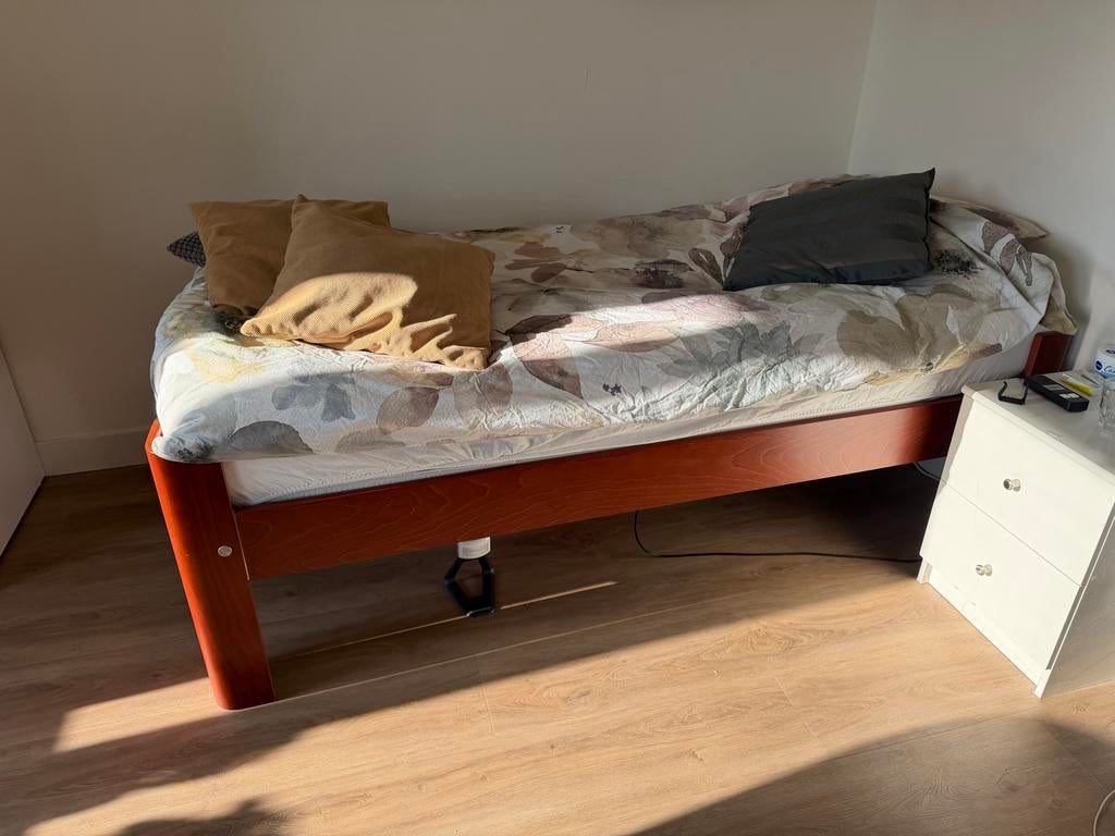 Auping Auronde 3000 seniorenbed 90x200x48 verstelbaar, Ophalen, 90 cm, 200 cm, Kersenhout