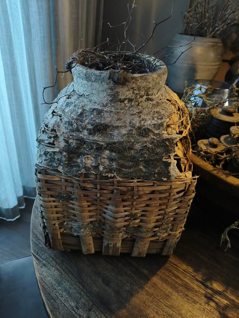Oude leemmand, Huis en Inrichting, Woonaccessoires | Schalen en Manden, Ophalen of Verzenden, Rechthoekig, Hout