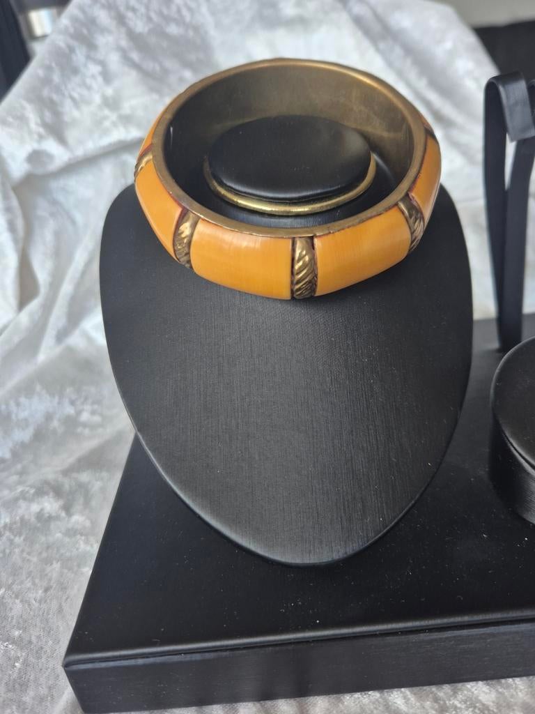 Vintage Bakelieten Armband – Butterscotch Kleur, Ophalen of Verzenden, Gebruikt, Geel, Kunststof of Plastic