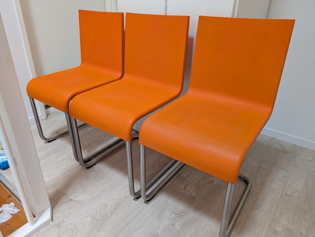 3x Vitra .05 Chair Maarten van Severen oranje design stoelen, Ophalen, Overige kleuren, Drie, Zo goed als nieuw