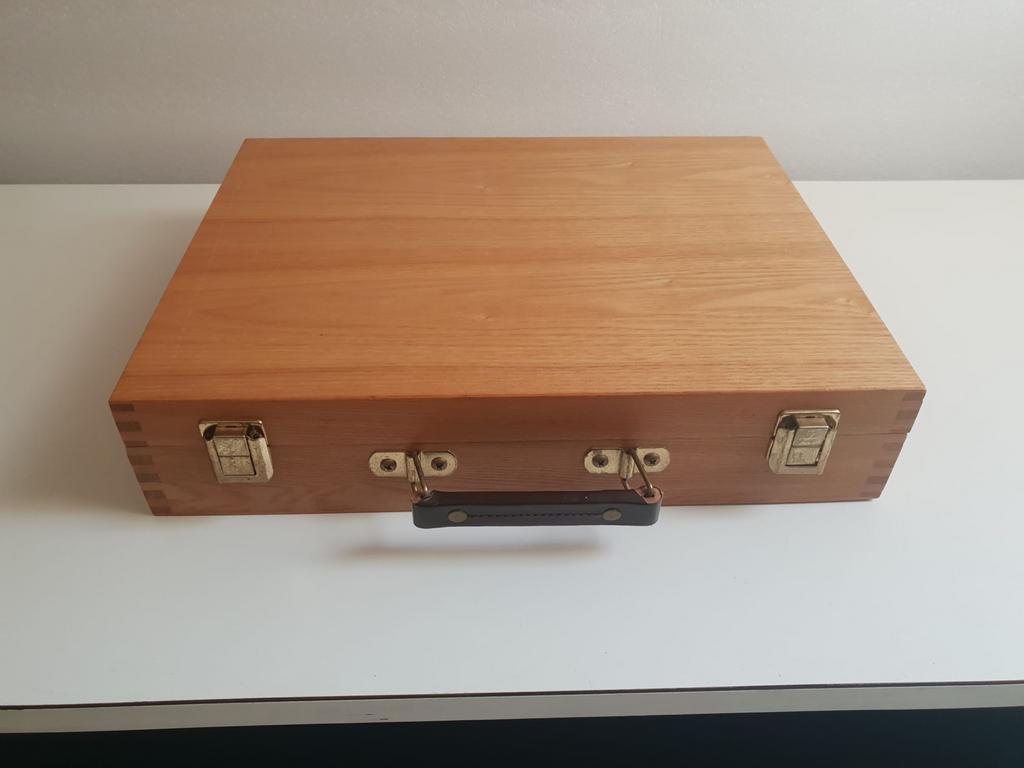 Vintage retro houten koffer, Hobby en Vrije tijd, Schilderen, Ophalen of Verzenden, Gebruikt, Overige typen