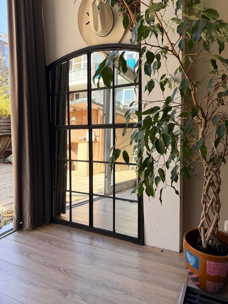Gietijzeren Barn Window Spiegel - Industriële Stijl, Antiek en Kunst, Ophalen, Rechthoekig, 50 tot 100 cm, 100 tot 150 cm