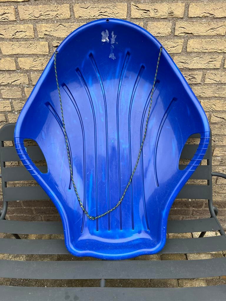 Blauwe kunststof slee met trekkoord, Ophalen, Zo goed als nieuw, Kunststof
