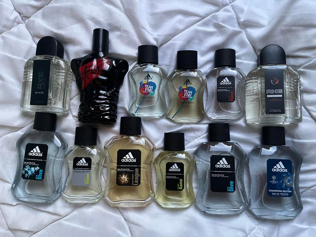 Groot parfum pakket – Adidas, Axe & Jean Paul Gaultier, Ophalen of Verzenden, Zo goed als nieuw, Miniatuur