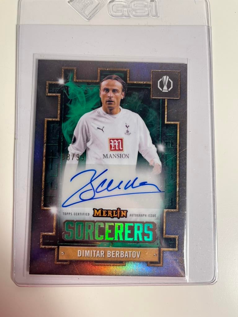 Dimitar Berbatov green auto /99 (topps merlin, Spurs), Ophalen of Verzenden, Zo goed als nieuw, Plaatje