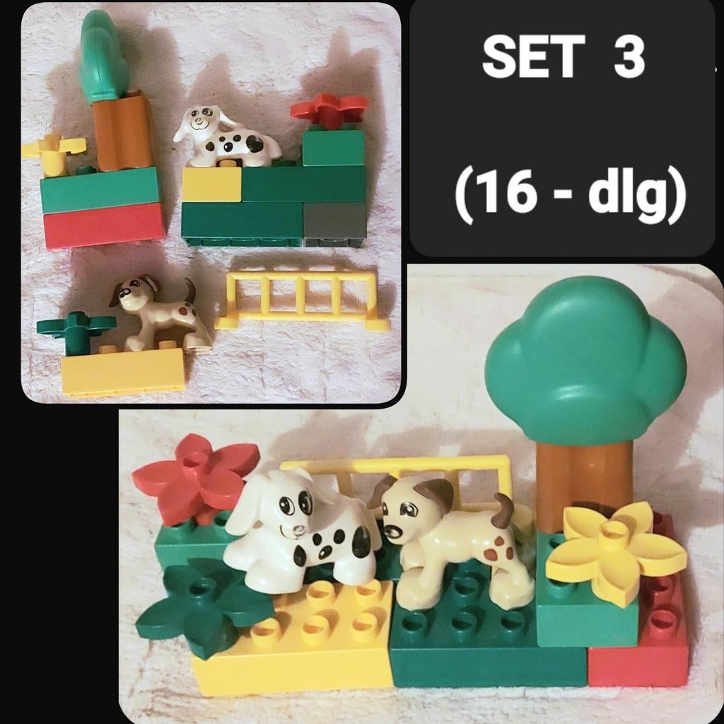 【★★★✩✩】set.3【LEGO DUPLO】16-dlg》2× hond, boom, 3bloem, hek.., Ophalen of Verzenden, Gebruikt, Losse stenen, Duplo