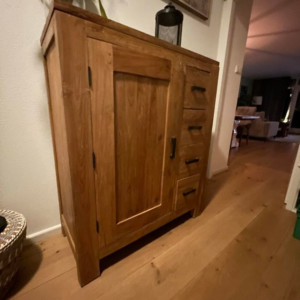 Houten kast met lades, Huis en Inrichting, Kasten | Ladekasten, Ophalen, Gebruikt, 100 tot 150 cm, 3 of 4 laden