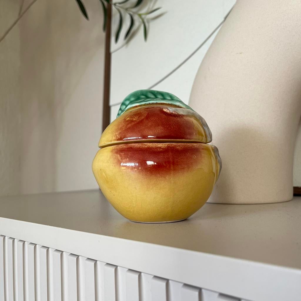 Bordallo Pinheiro Majolica appel jampot, Ophalen of Verzenden