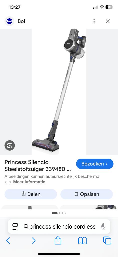 Draadloze steelstofzuiger Princess Silencio, Ophalen, Zo goed als nieuw, Stofzuiger