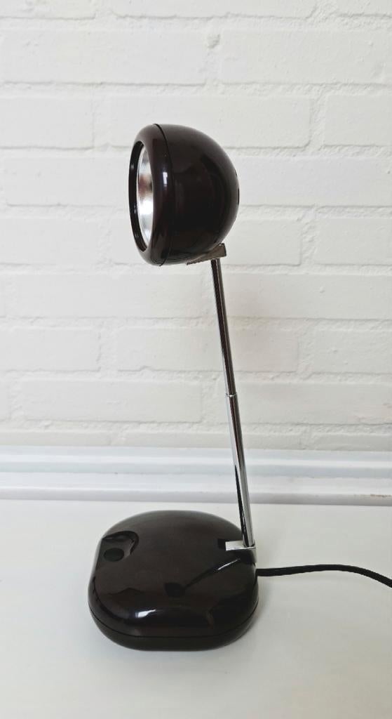 Telescooplamp tafellamp Space Age aubergine kleur zeldzaam, Ophalen, Metaal, Vintage Space Age modern interieur design, Minder dan 50 cm