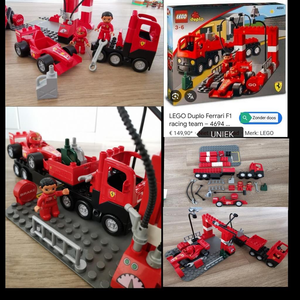Lego Duplo 4694 Ferrari Formule 1 race team *zeldzame set*, Ophalen of Verzenden, Zo goed als nieuw, Compleet, Duplo