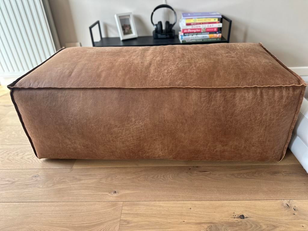 Woood Rodeo poef 43x120x60, Ophalen, Zo goed als nieuw, Leer, 100 tot 125 cm