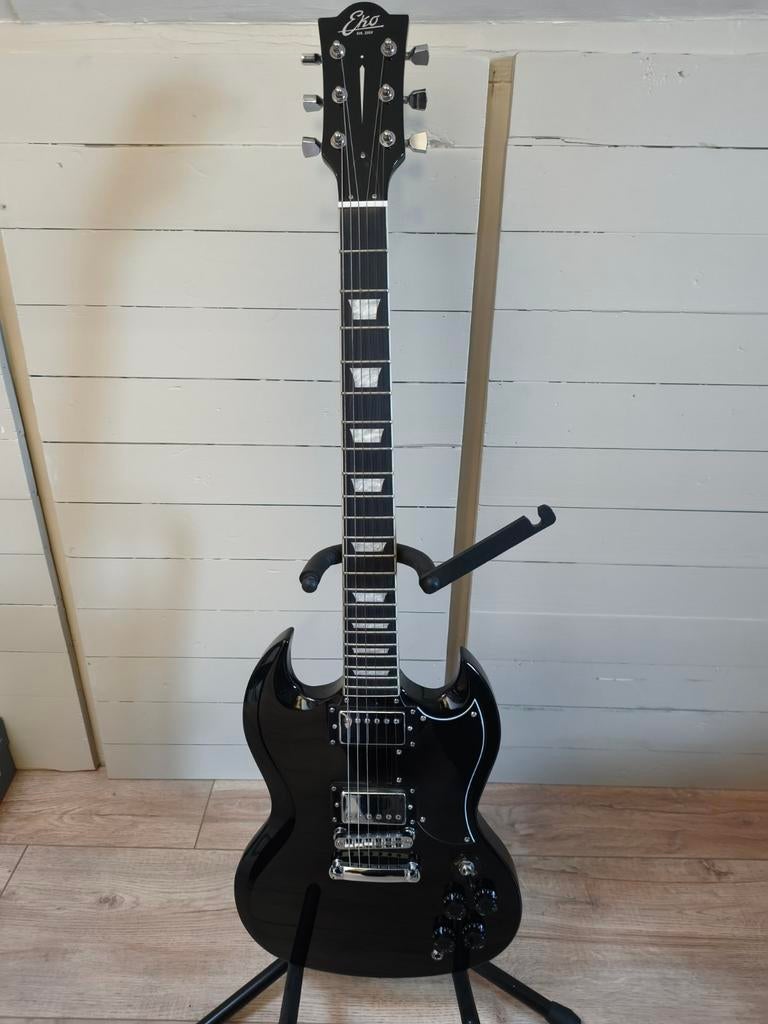 Eko Gibson SG elektrische gitaar - Zwart, Muziek en Instrumenten, Snaarinstrumenten | Gitaren | Elektrisch, Ophalen, Gebruikt