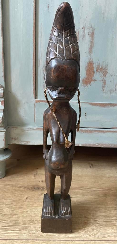 Prachtig beeld meisje met vlechtjes hout Afrika, Ophalen of Verzenden