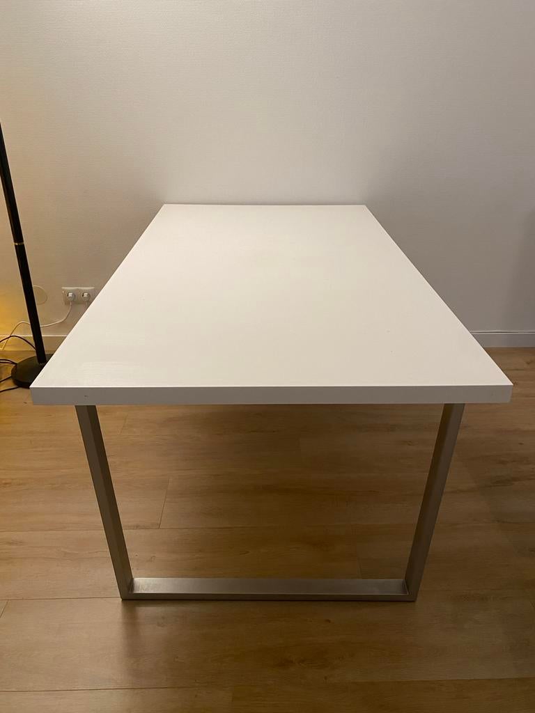 Witte eettafel 160 x 90 cm, Huis en Inrichting, Tafels | Eettafels, Ophalen, Gebruikt, 50 tot 100 cm, Vier personen