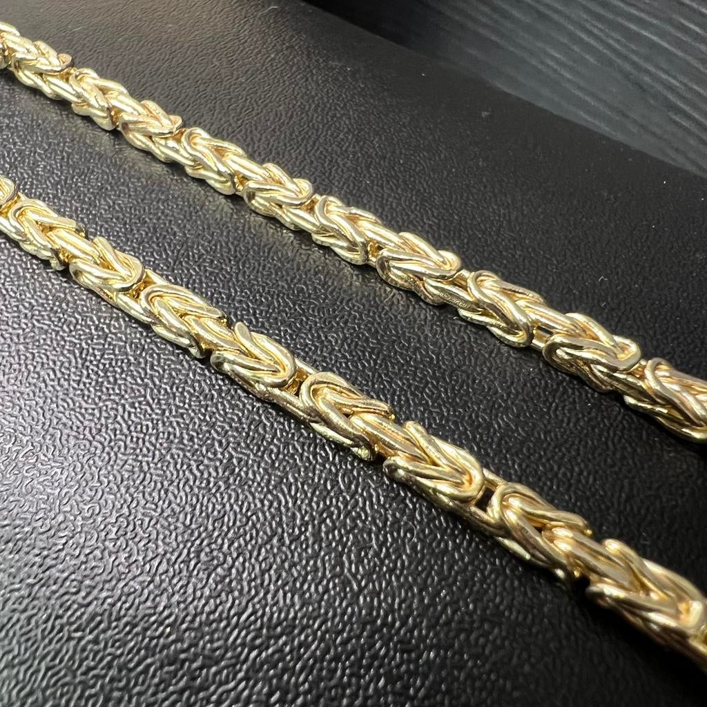 14k gouden massief koningsketting italy 14 karaat, Ophalen of Verzenden, Zo goed als nieuw, Goud