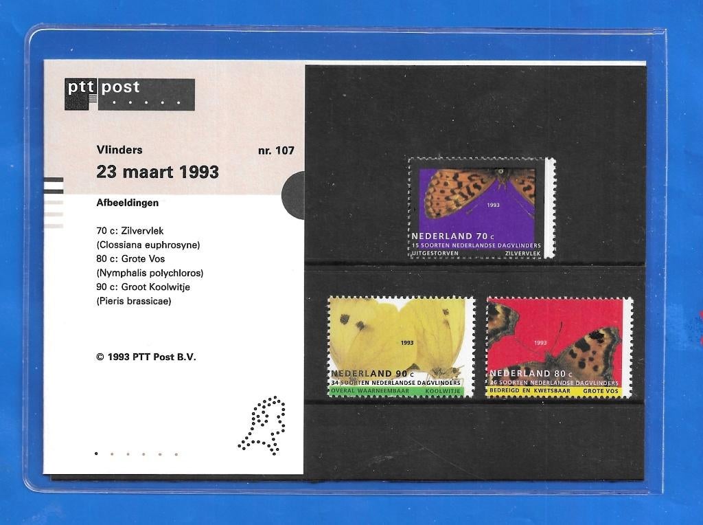 Postzegelmapje 107 Vlinders - 1993, Postzegels en Munten, Postzegels | Nederland, Verzenden, Na 1940, Postfris