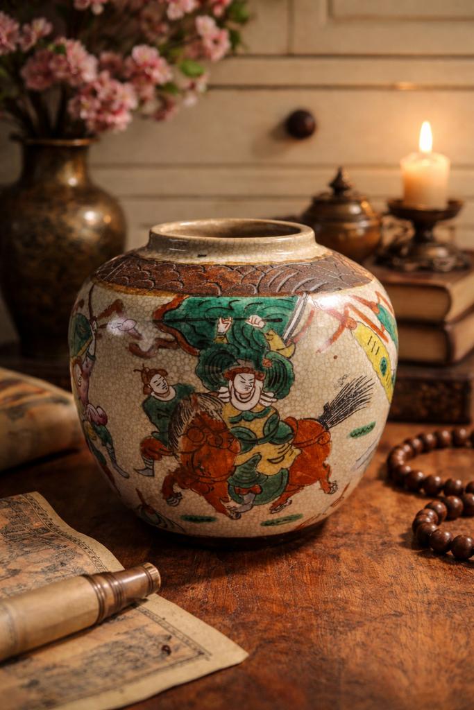 Antieke Chinese Nanking Gemberpot met Scènes, Antiek en Kunst, Antiek | Porselein, Ophalen of Verzenden
