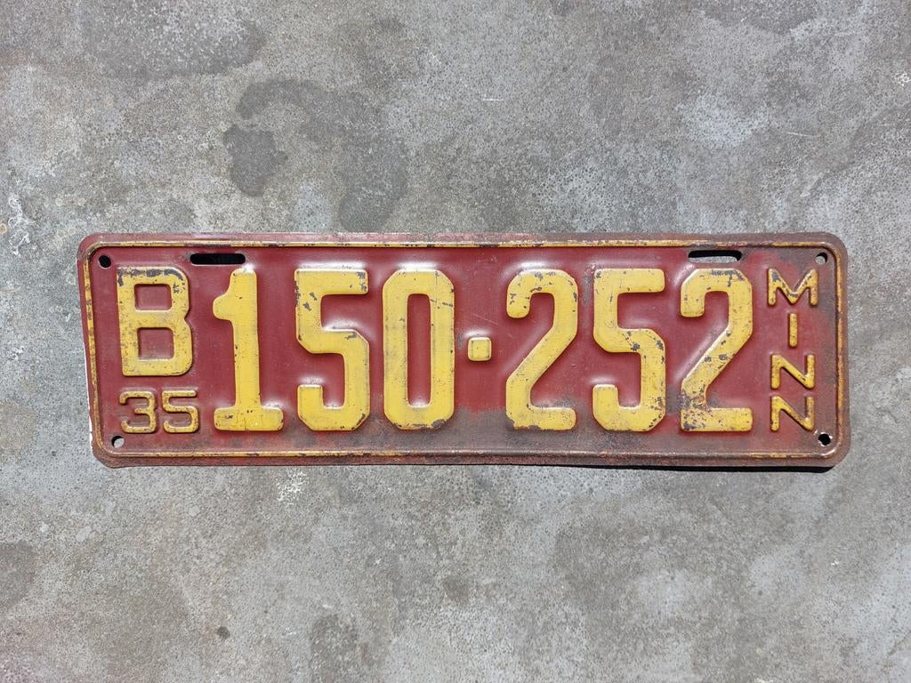 Kentekenplaat 1935 Minnesota USA Nummerplaat Nummerbord, Ophalen of Verzenden, Gebruikt